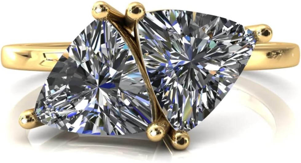 Trillion Cut Two Stone Toi Et Moi Moissanite Engagement Rings for Women | Diamond Wedding Ring | Bridal Sets Solitaire Handmade Vintage Antique Unique Anniversary Promise Gifts