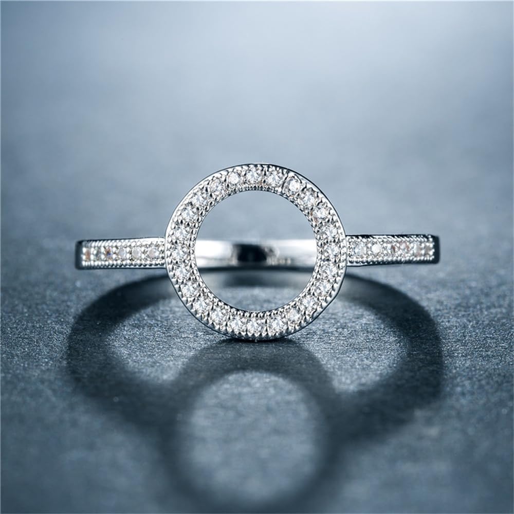 Trendy Simple Circle Shaped Rings for Women Shiny CZ Jewelry for Daily Life | Daily Wear, Office, Work, Business Casual, Everyday Outfit, Stackable,