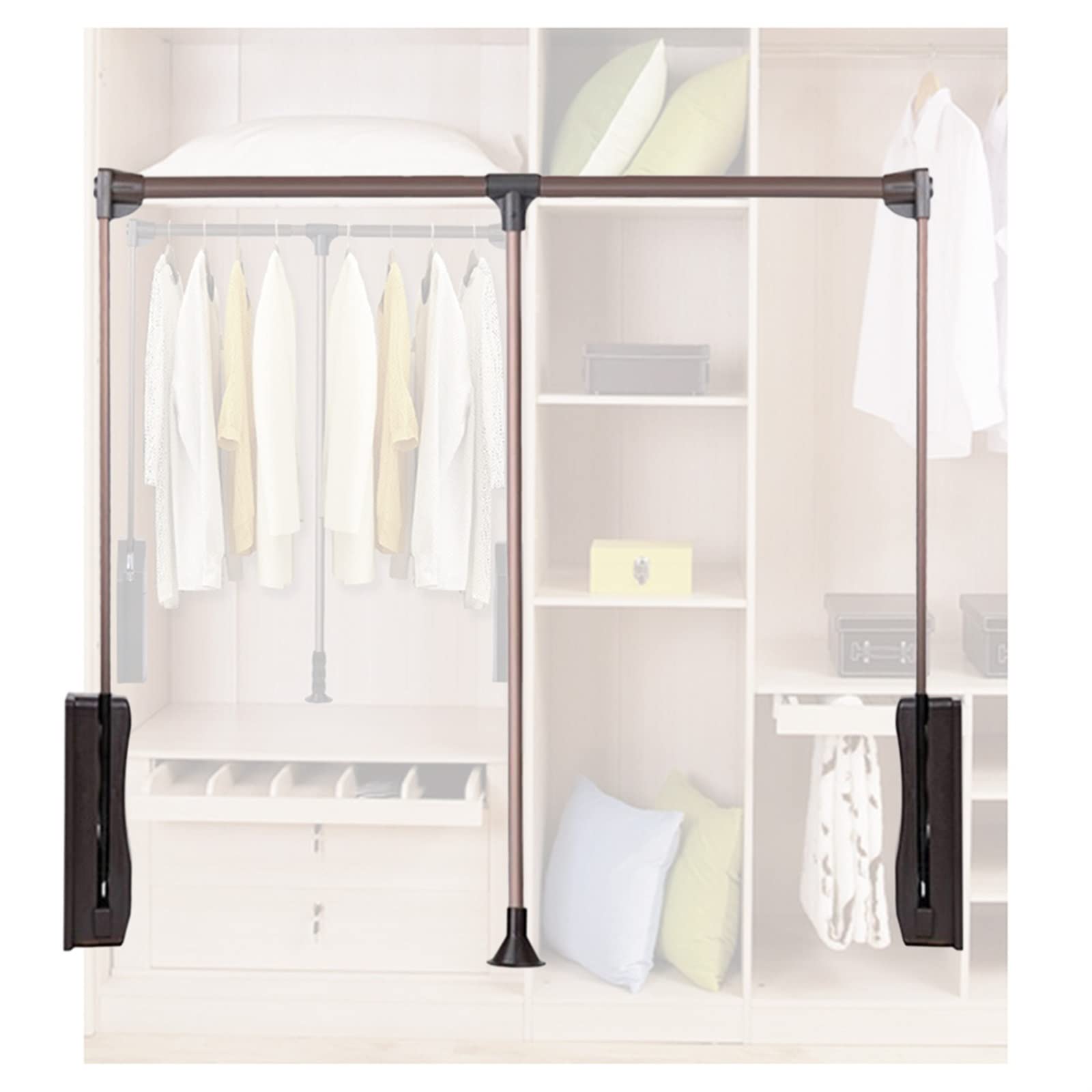 HTTGDGDH Adjustable Pull Down Closet Rod, Heavy Duty Telescopic Lift System, 20Kg Capacity, Easy Install Storage Solution With Mounting Hardware, Fits 450-600Mm Closets,600-830mm