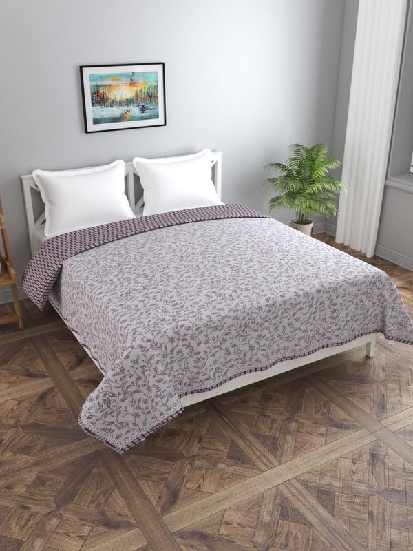 Image of Florida Diva Cotton Reversible Dohar Topsheet for Double Bed Made for All Season Blanket Throws with Floral Print