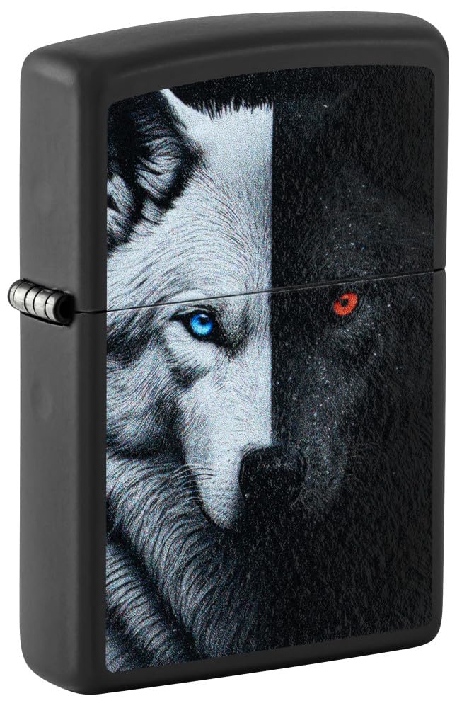 Zippo Two Wolves Design Black Matte,Windproof Pocket Fuel Refillable Lighter, BIS Certified-image-35