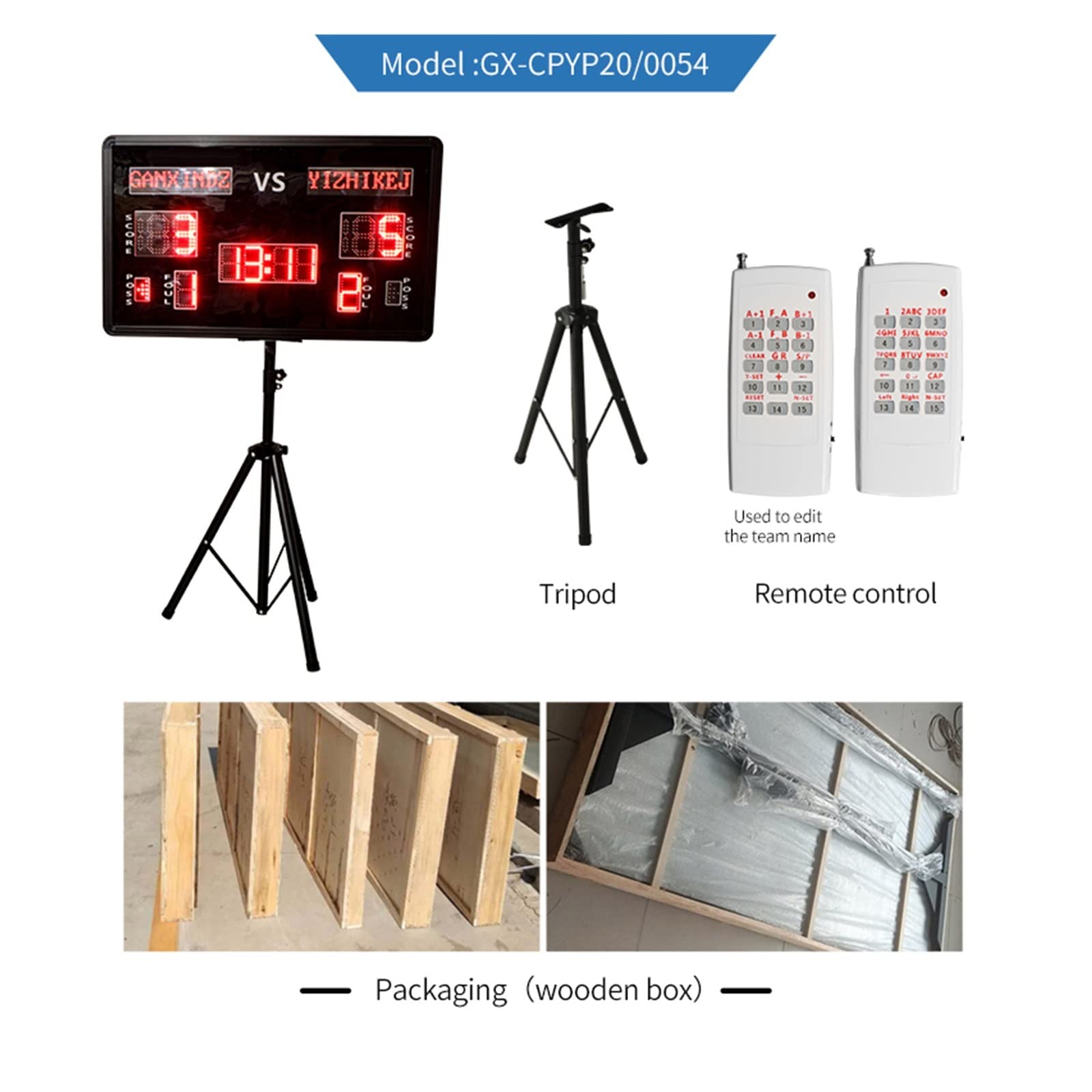 Indoor Score Keeper, elektronische Anzeigetafel für 1 m große Digitale Anzeigetafel mit Fernbedienung, tragbare LED-Anzeigetafeln für Basketball