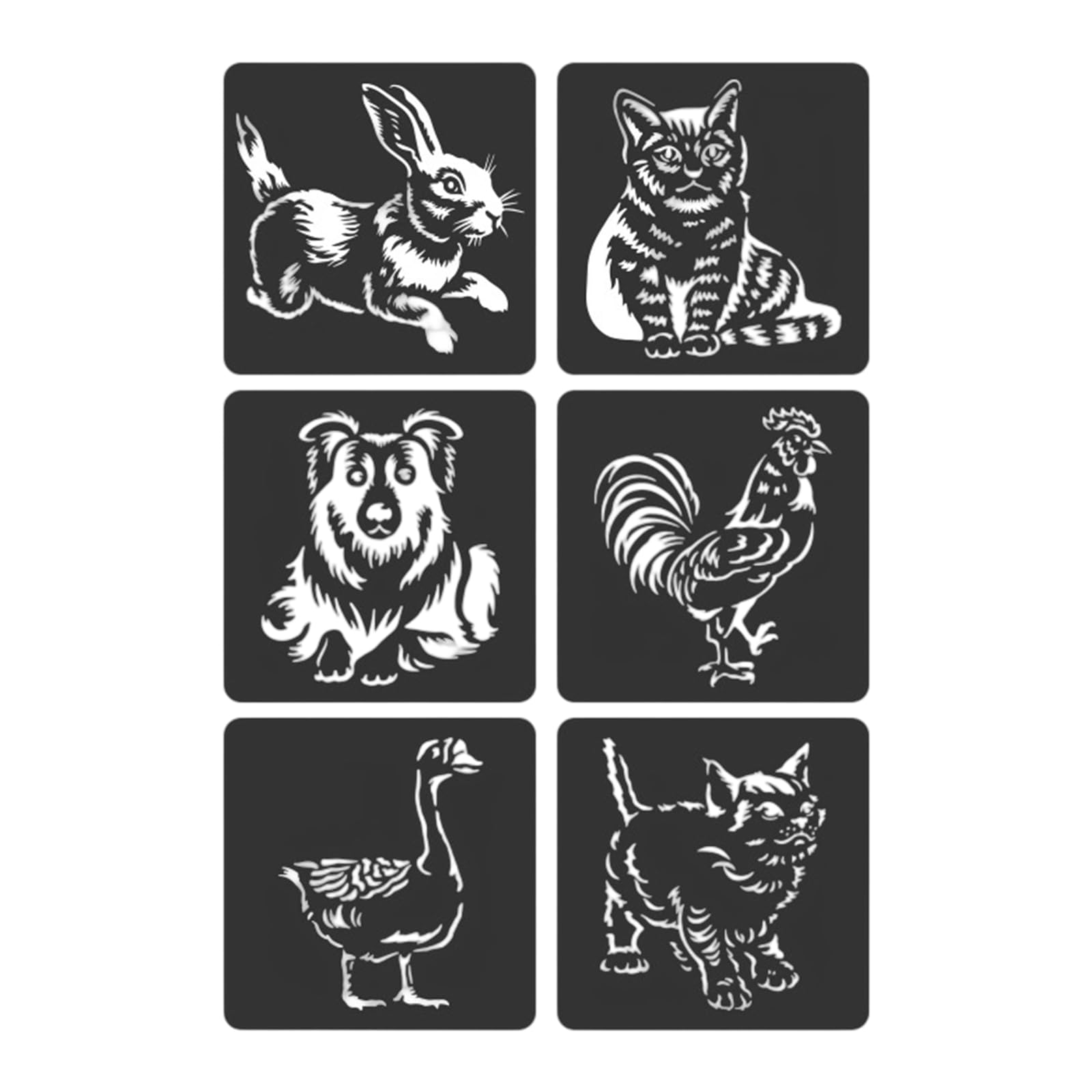 RGYBAO 6 Pcs Zoos Theme Stencil Hollow Out Painting Stencils Journal Craft Stencil for Painting on Scrapbook Zoos Theme Art Templates