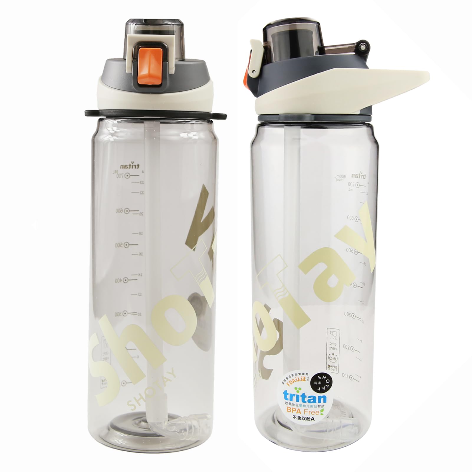 SHOTAY Sports Water Bottles 1 L/32 oz With USA Tritan Material BPA Free And Leakproof, Fast Flow With Removable Straw, Gym Water Bottle For School, Fitness And Outdoor Sports.