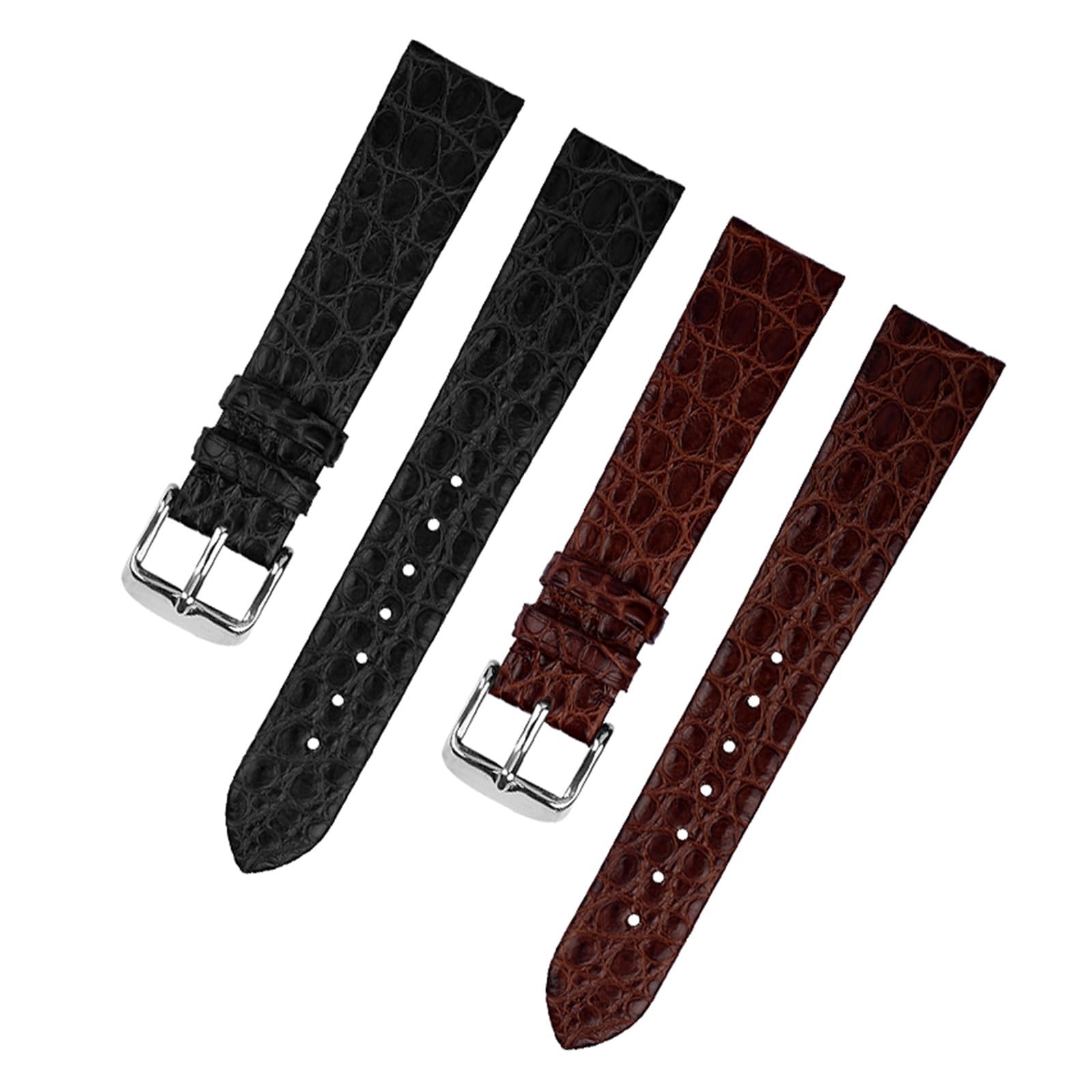 HMFANG Bracelet de montre crocodile ultra fin 12 13 14 16 18 19 20 21 22 mm Bracelet de montre homme femme boucle ardillon, 16mm