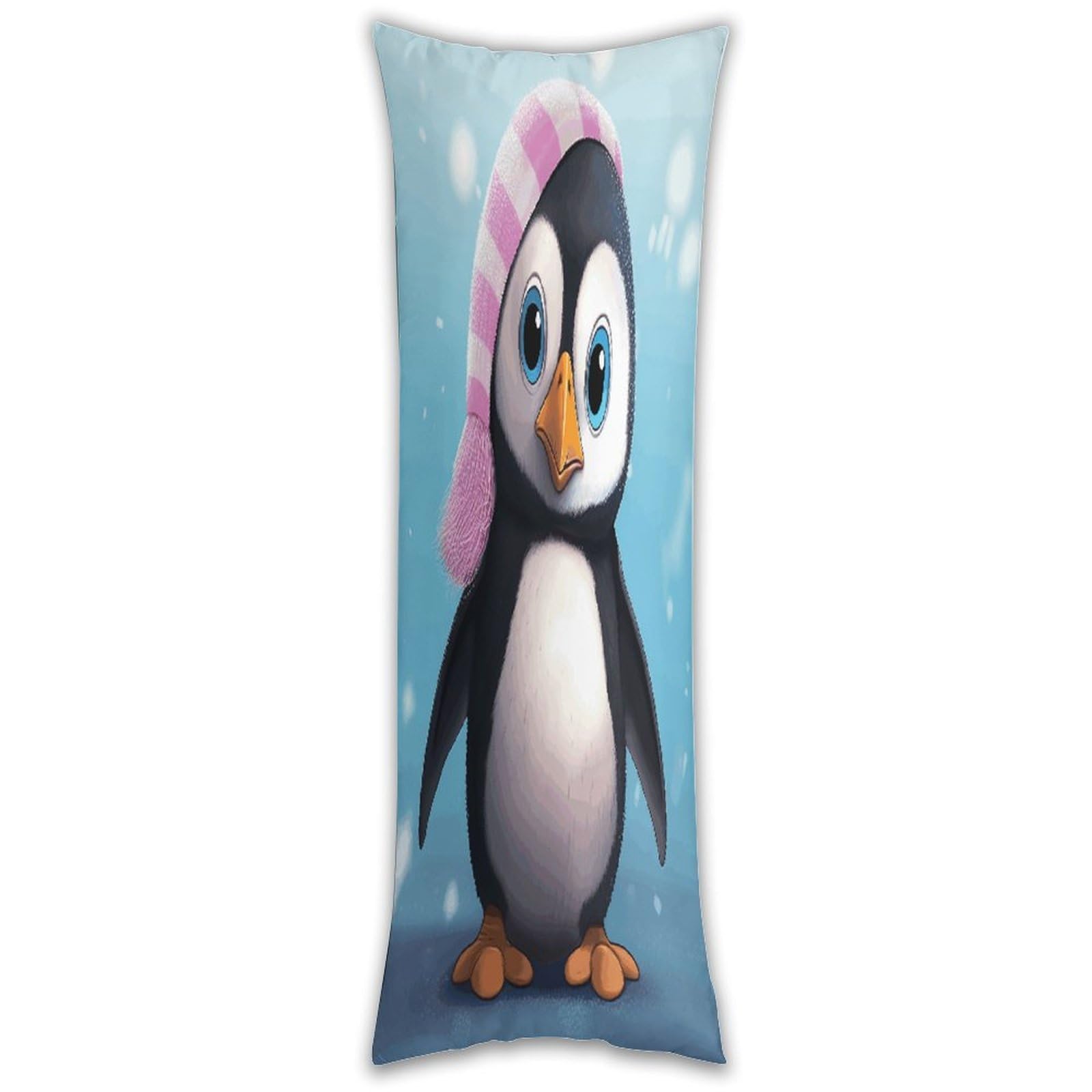 Lovely Penguin Pillow Case Breathable Absorb Sweat Long Pillowcover Exquisite Unique Pillow Protector for All Seasons Hot Sleepers Body Pillowcase