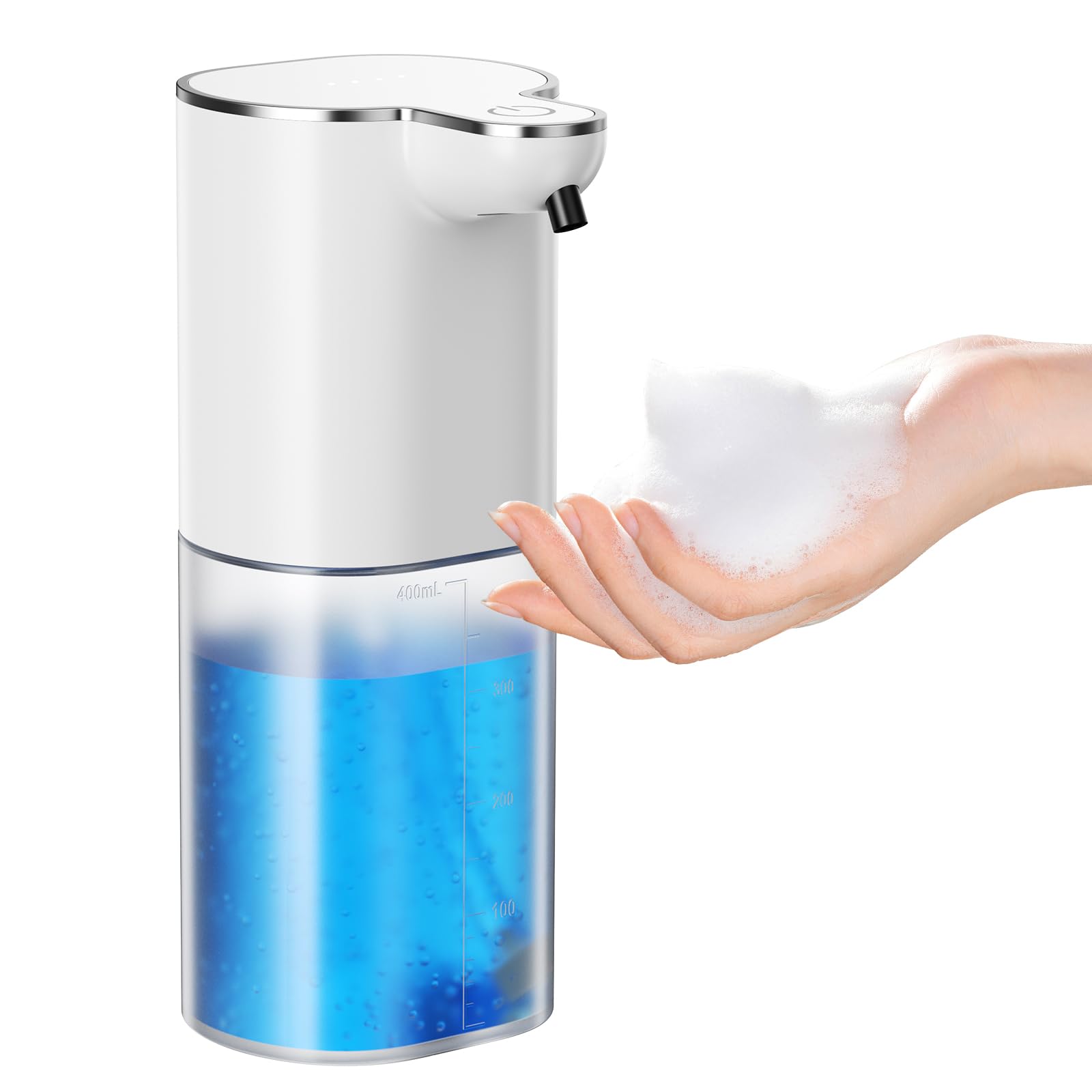 Dispensador Automático De Jabón De Espuma 400 ml, Montaje En Pared O Sobremesa, Sensor Infrarrojo Sin Contacto, Dispensador De Jabón para Baño, Cocina Y Oficina (Blanco)