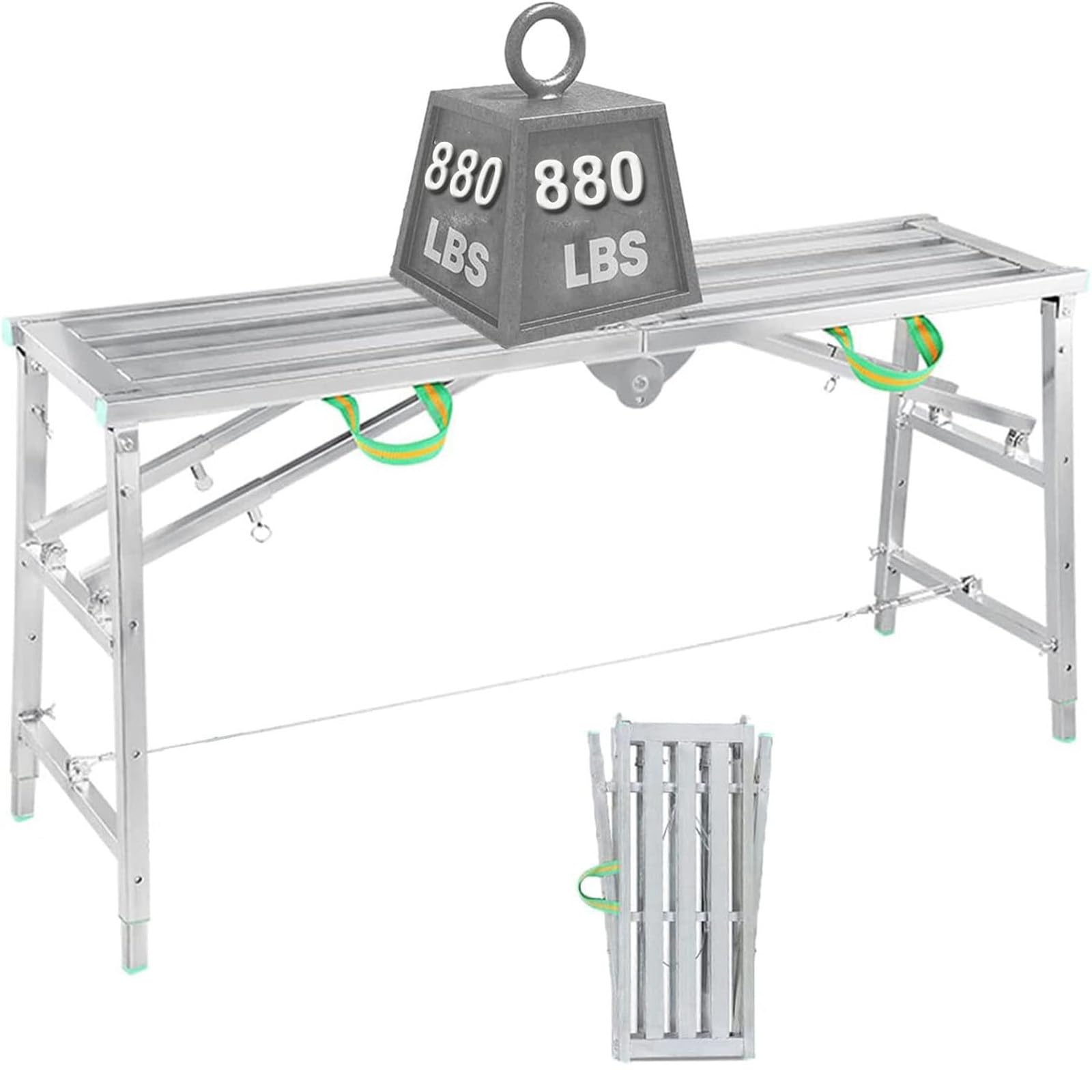 Rusztowanie aluminiowe, rusztowanie, do 150 kg odporne, kroki regulowane wysokość, drabina rusztowania, składana platforma robocza, rusztowanie, narzędzia, do dekoracji pokrycia,160cm