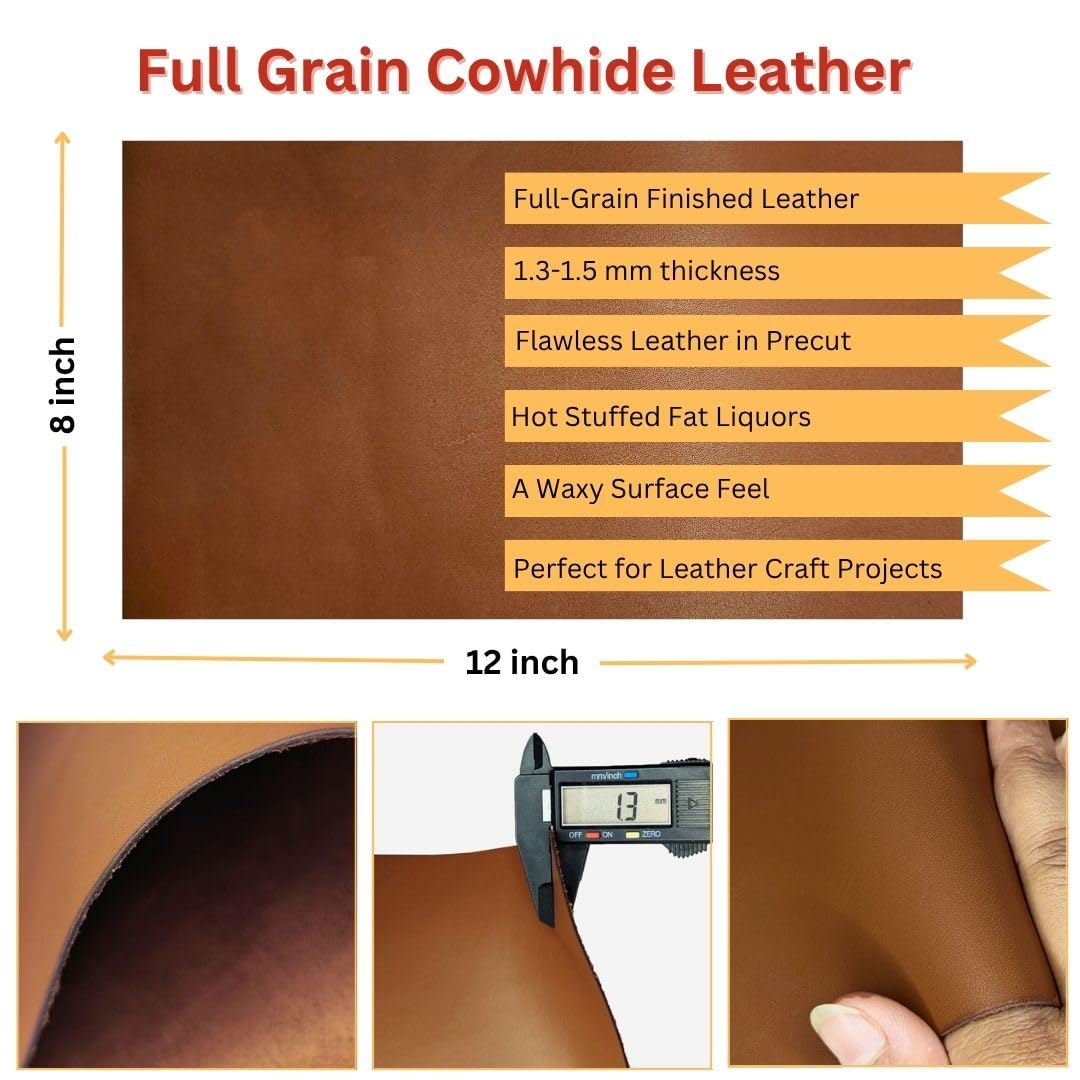 Real Leather Sheets, Mocha Brown, 8" X 12" - Image 4