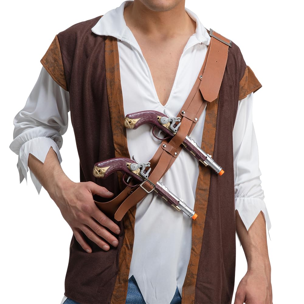Wicked Costumes Over-Shouler Double Pirate Holster & Pistols Fancy Dress Accessory