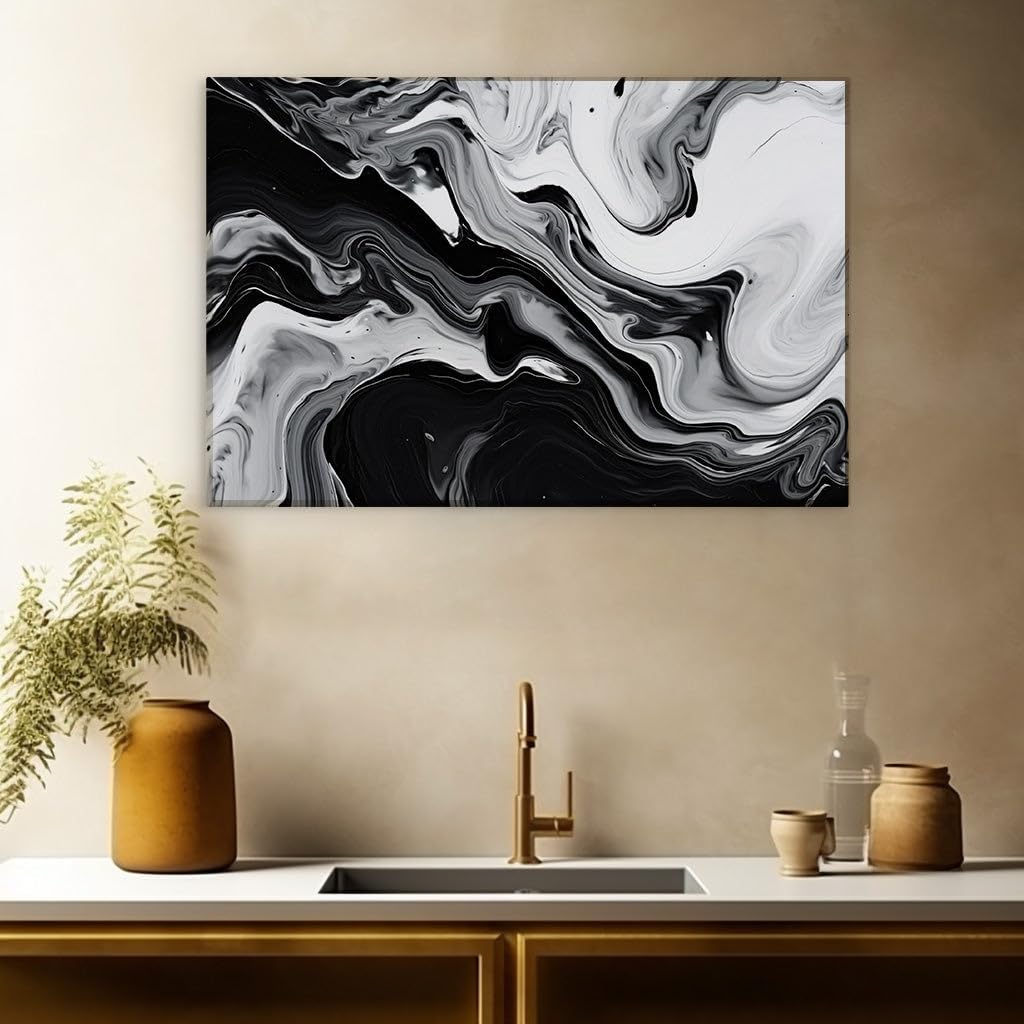 Canvas for Living room. Dancing Shadows and Light: Unveiling the Dynamic Energy of Abstract Art, 27 x 18 inch Canvas Wall Art - Contemporary Masterpieces - Modern Home Decor - 69x46 cm (27x18 inch)
