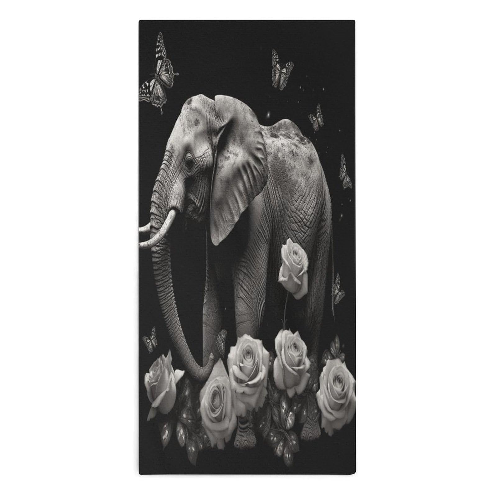 Fodpand Style Elephant And Butterfly Microfiber Towels, Decorative Bath Towel Soft & Lightweight, Hand Towels Multipurpose Use For Bathroom, Pool, Gym, Spa, And Hotel Use