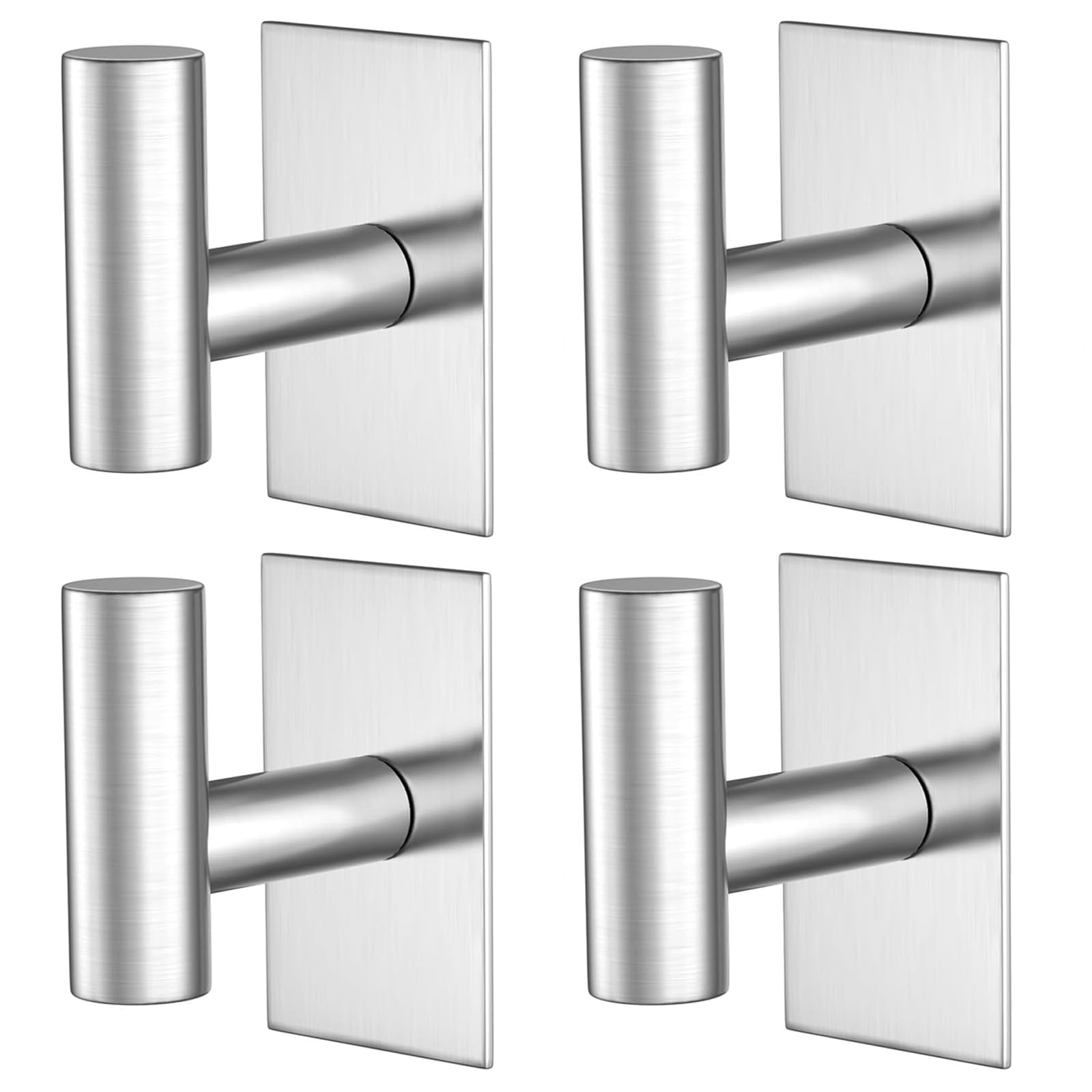 PMMASTO Ganchos adhesivos, ganchos adhesivos plateados de acero inoxidable SUS304 para colgar, ganchos autoadhesivos de pared de ducha, ganchos impermeables para toallas resistentes para baño,