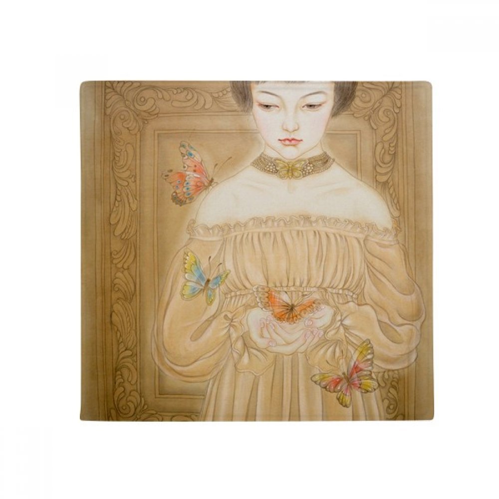 Tapis de sol salle de bain peinture chinoise papillon antidérapant 60x60