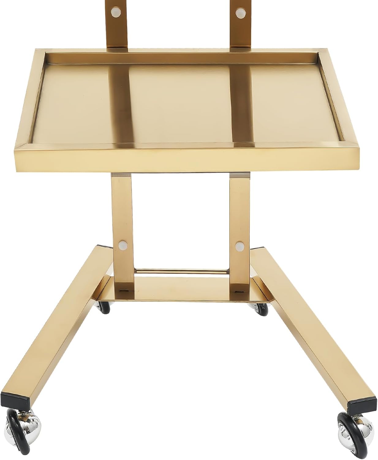 2-Tier Metal Tray Trolley,Stainless Steel Salon Rolling Cart,Foldable Utility Carts Hairdressing Tool for Kitchen Bedroom Tattoo Shop (Gold)