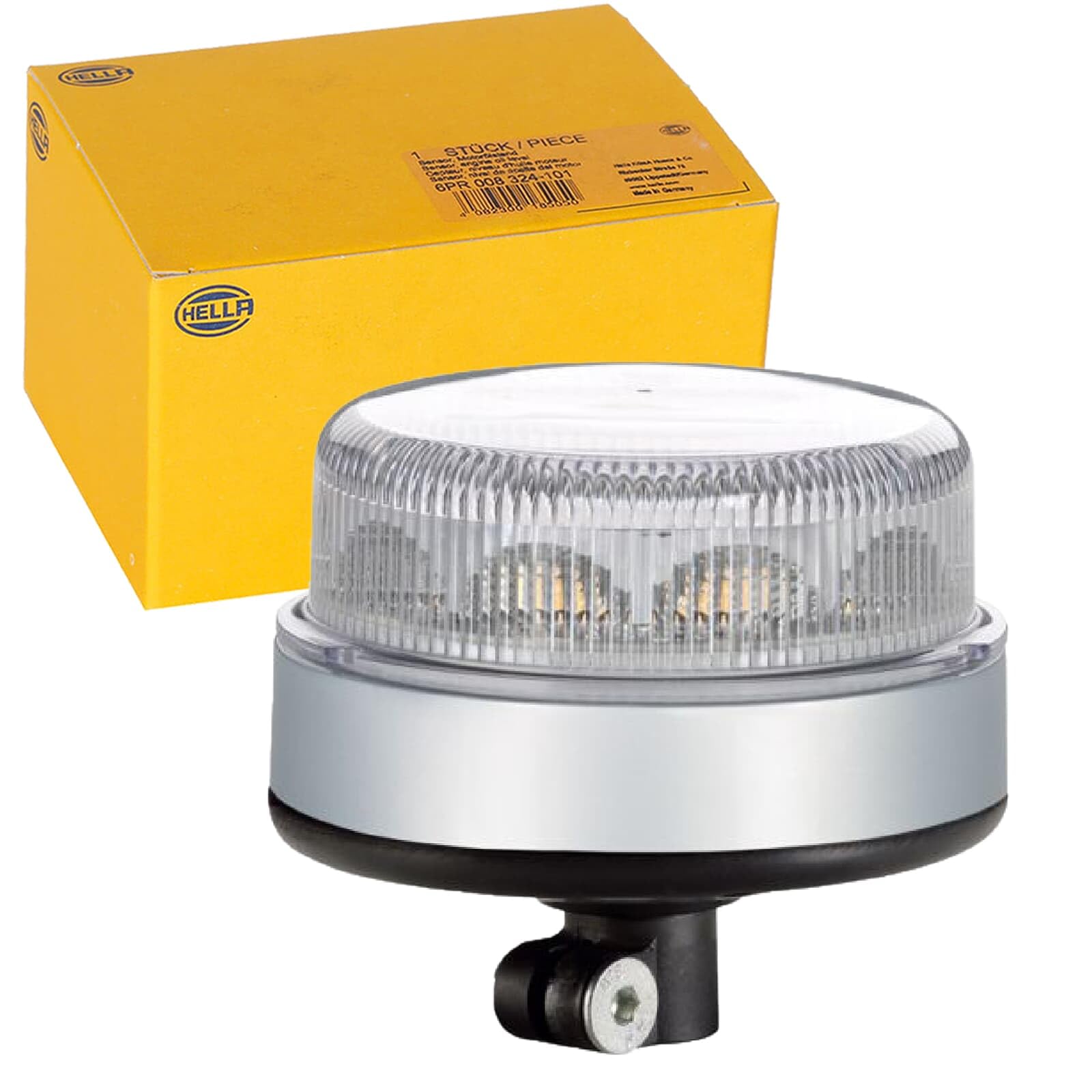 Hella Yellow Flashing Beacon Led, 10W, Round, 12/24V, Transparent/, Bolt On, Diameter 149Mm X132mm, 10 Led's, 2Xd012980011