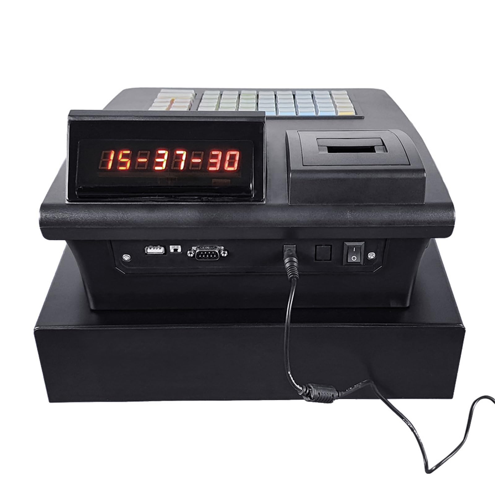 Caja Registradora Electrónica para Pequeñas Empresas, Sistema POS Comercial de 48 Botones con Pantalla LED Digital, Cabezal de Impresión Térmica, para Supermercados, Centros Comerciales