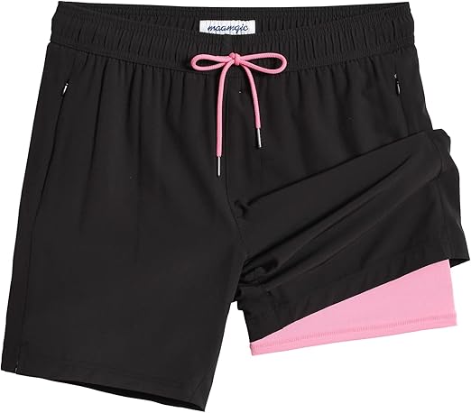 maamgic 2 in 1 Mens Swim Trunks 7 Inch Swim Shorts Swim Suits Board Shorts