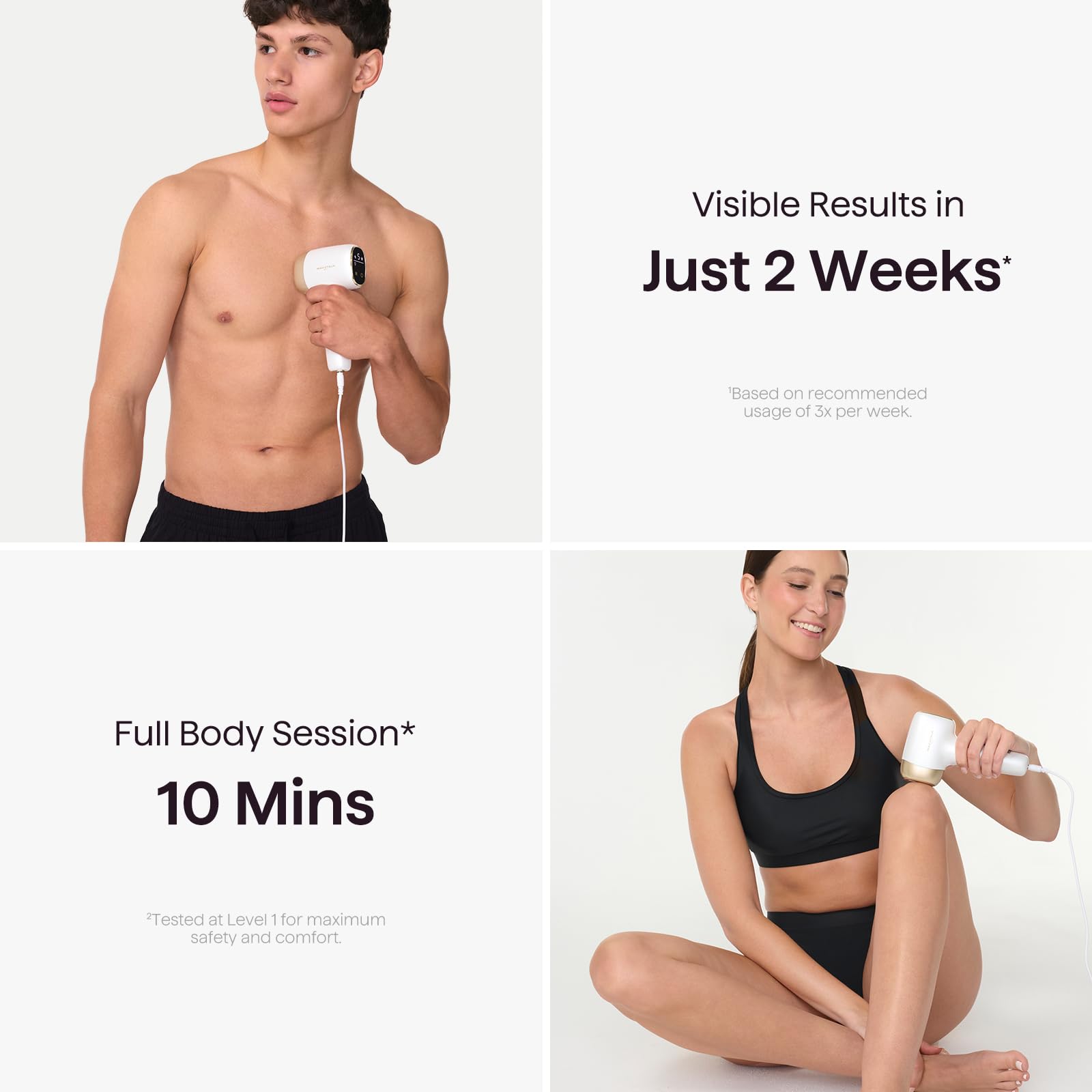 Wavytalk Depilación láser IPL, desnuda con rodillo de precisión para todo el cuerpo | Larga duración y sin dolor, 24J de doble pulso y refrigeración por hielo, uso en casa para mujeres y hombres, con cable