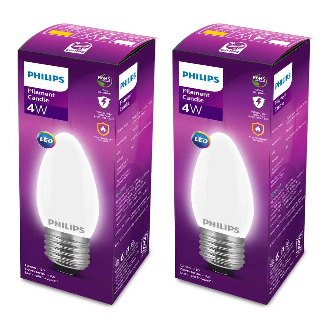 Philips Filament Candle LED Bulb - Warm White -26 Philips Filament Candle LED Bulb - Warm White -26