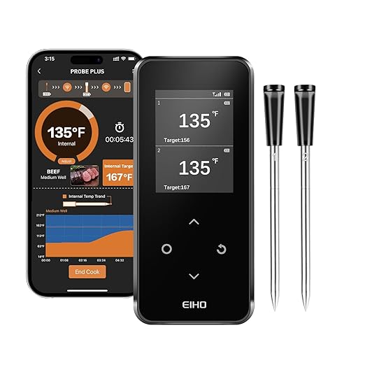 EIHO Wireless Bluetooth Meat Thermometer with 2 Ultra-Thin Probes