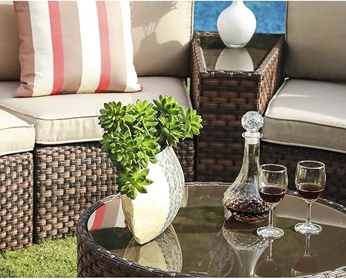 Miniatura 7 de SUNSITT Muebles de patio al aire libre de 11 piezas, juego de muebles de patio redondos seccionales de media luna, sofá curvado para exteriores con