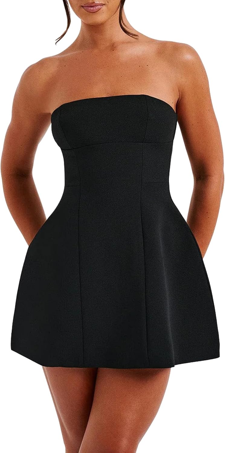 LuFeng Women's Sexy Strapless Backless Tube Top Bodycon Dress Sleeveless Cute A Line Mini Dresses - Image 3