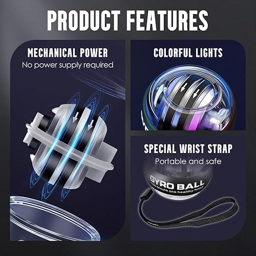 Miniatura 3 de 2026 Nuevo ejercitador de muñequera, bolas de muñeca de arranque automático, bola de muñeca, resistencia ajustable, dispositivos de fortalecimiento