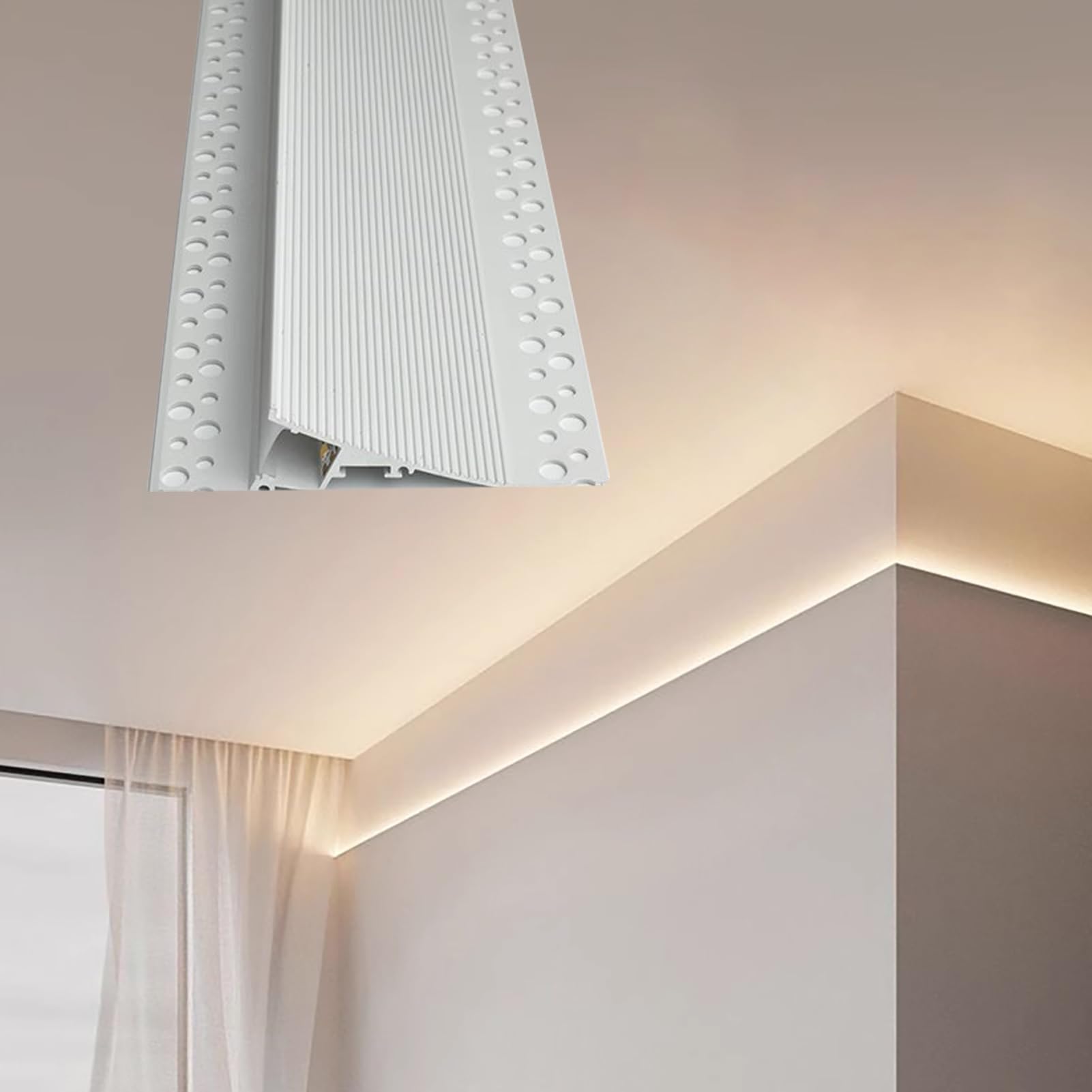 Profili per Strisce Led Canale in Alluminio per Illuminazione Indiretta a Led, Profilo Lineare per Modanatura a Corona per Strisce Led, 1-30m Wall Washer da Incasso per Casa / Soggiorno(26m/85.3ft)