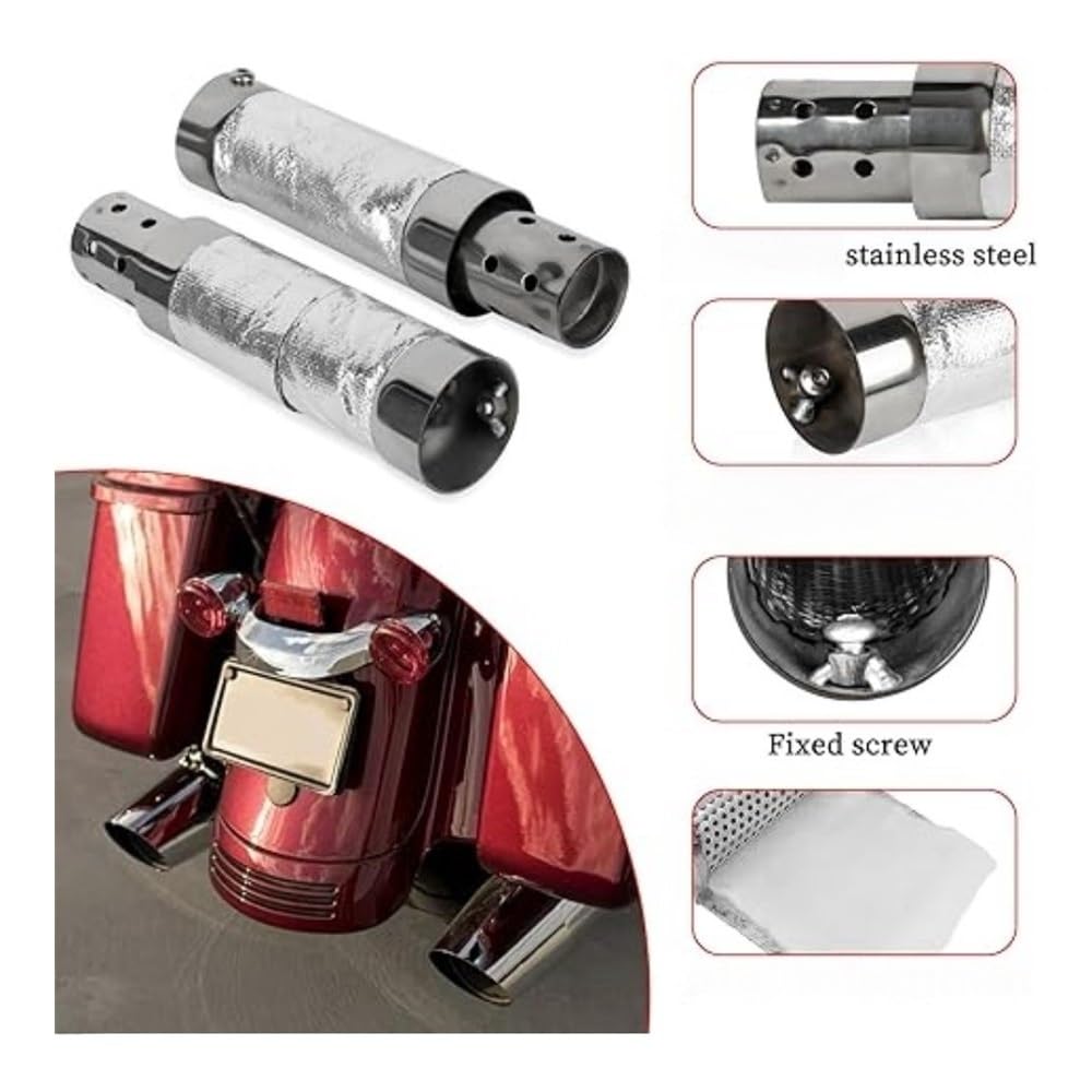 Tubo Scarico Moto Silenziatore Di Scarico Moto Silenziatore Tubo Di Collegamento Centrale Scarico Silenzioso Baffle Noise 2 Pollici Per Scatti Sfalsati E Laterali