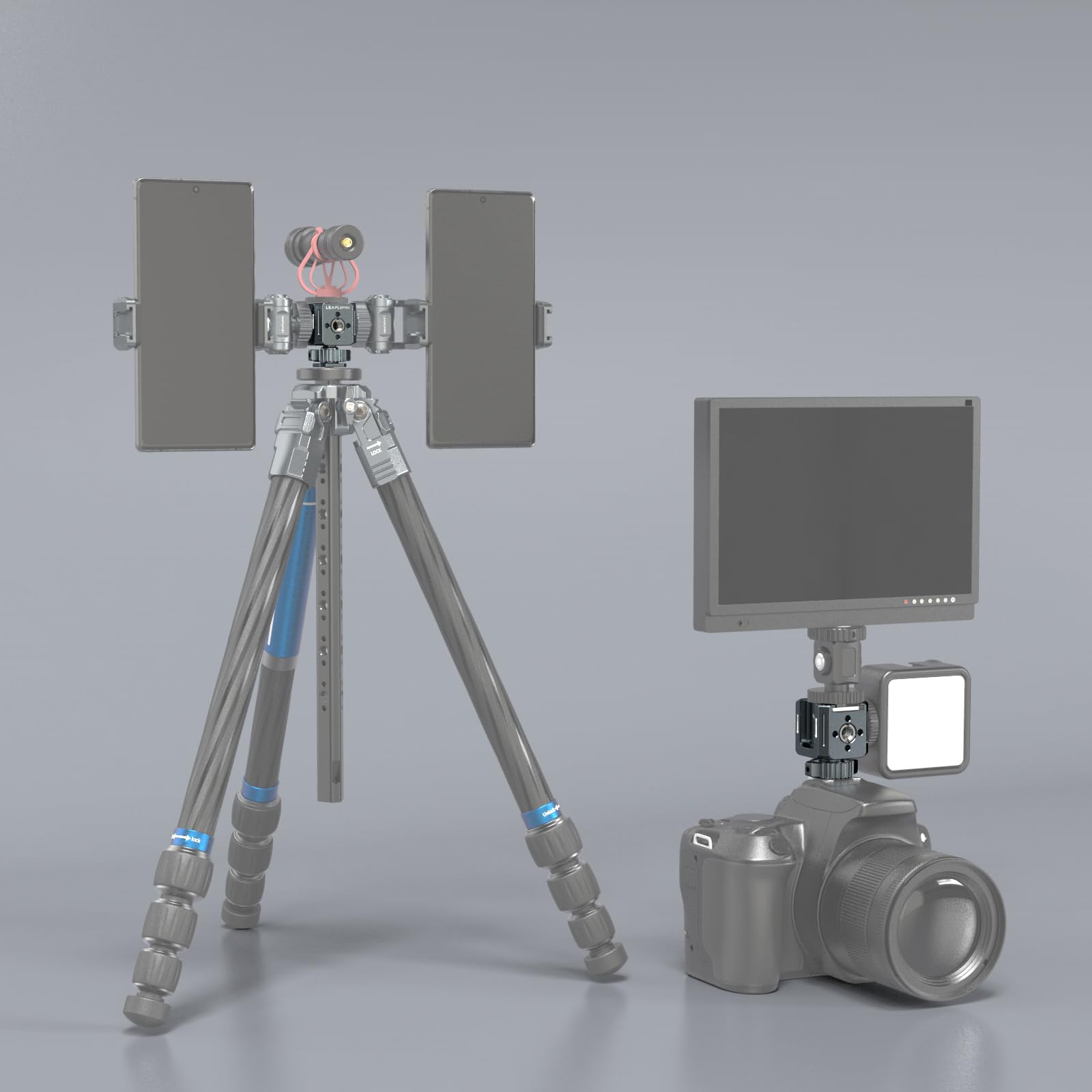 Adattatore triplo per slitte fredde | Foro per vite da 3/8" a 1/4", staffa di estensione in lega di alluminio per fotocamera DSLR, flash, monitor, microfono