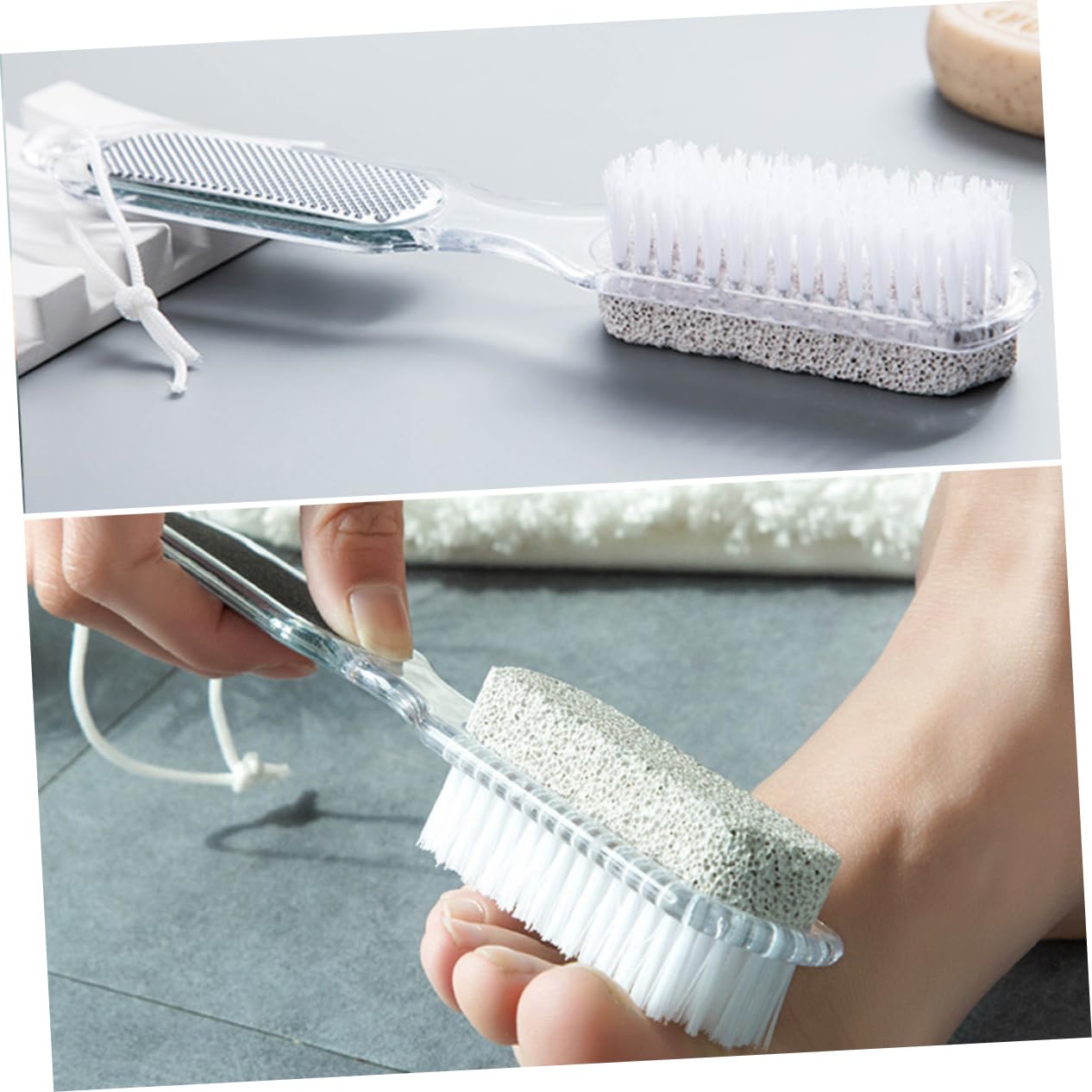 Kit Exfoliante para Eliminar Tejido Muerto Cuidado Pies Piedra Pómez Cepillo y Lima Ergonómica en Casa y Spa