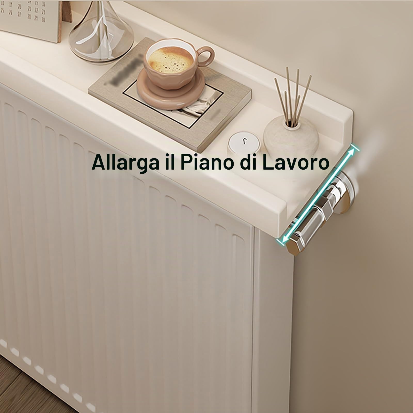 Mensola per termosifone, mensola da parete in stile moderno con bordi rialzati per evitare cadute, capacità di carico 25 kg