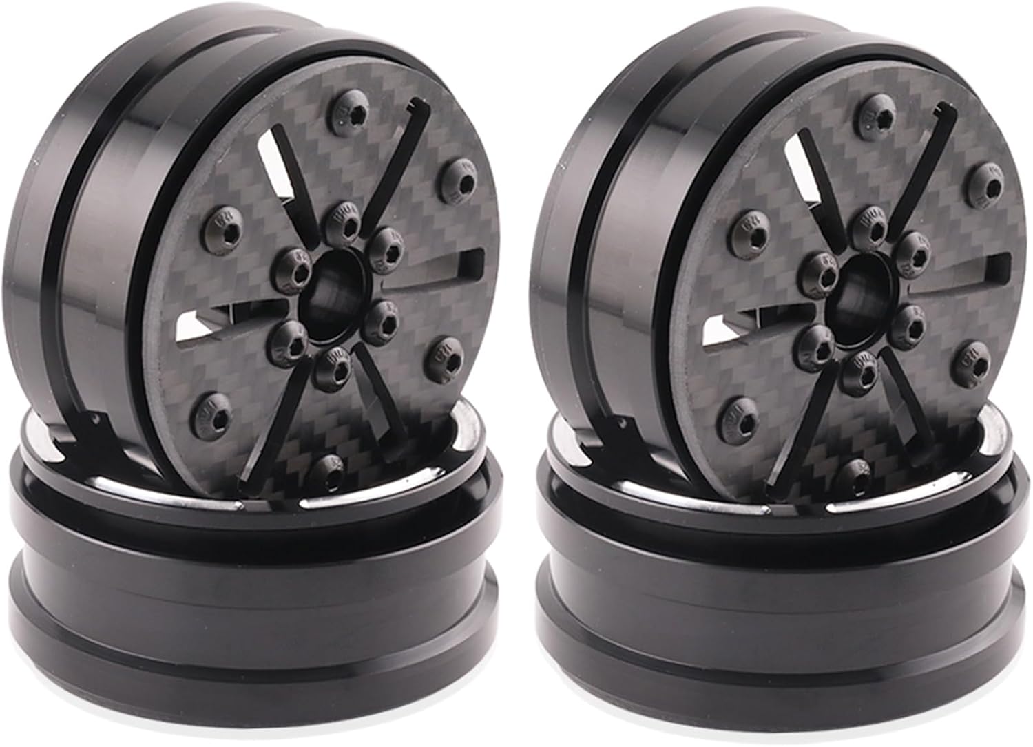 1.9" Aluminum Beadlock Wheel Rims 4PCS Carbon Fiber for 1/10 RC Crawler TRX4 Axial Capra SCX10 VS4-10 Gen8 Upgraded Carbon Fiber 1.9 Beadlock Wheel Rims