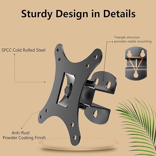 Miniatura 4 de Nuyoah Soporte de pared para monitor giratorio de movimiento completo para pantallas de 10 a 26 pulgadas, soporte de pared para TV RV, soporte de