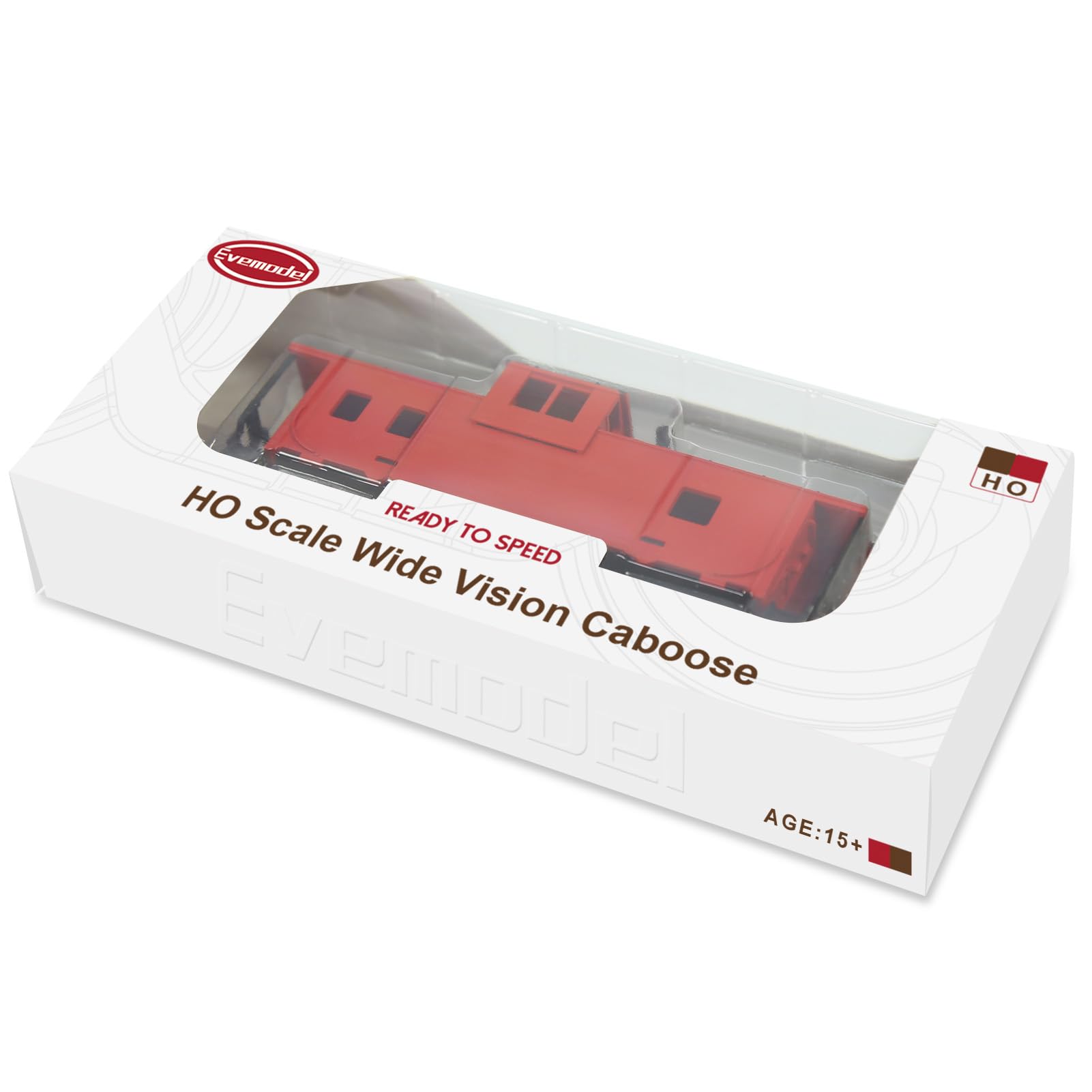 Evemodel C8763 1 Einheit lackiert 1:87 HO Maßstab 36' Wide Vision Caboose Wagons Modelleisenbahn (rot)
