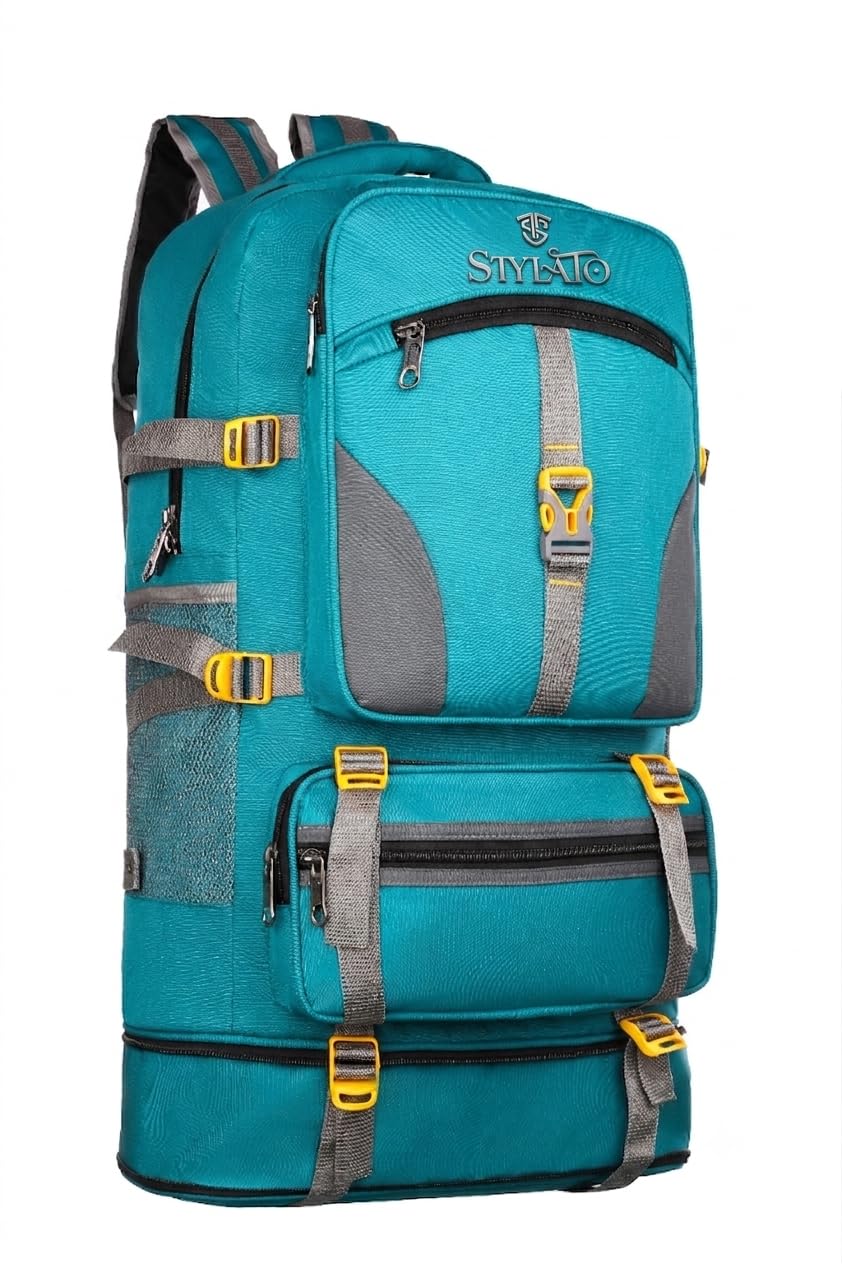 60L Heavy Duty Hiking & Trekking Rucksack Bag | Waterproof Travel Backpack with Adjustable Compression Buckles for Men & Women | Camping, Outdoor & Sports Bag (Navy Blue) (Multicolor)-image-40