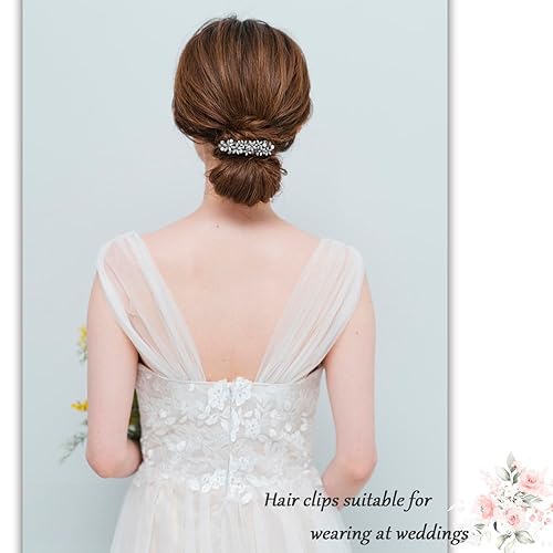 Miniatura 8 de Pasadores para mujer, con apariencia de floración, diamantes de imitación incrustados y perlas de imitación como decoración, pinza de pelo elegante