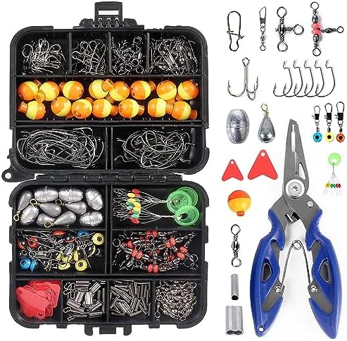 Kit de Pesca Completo com 263 peças e caixa de pesca alicate, anz...