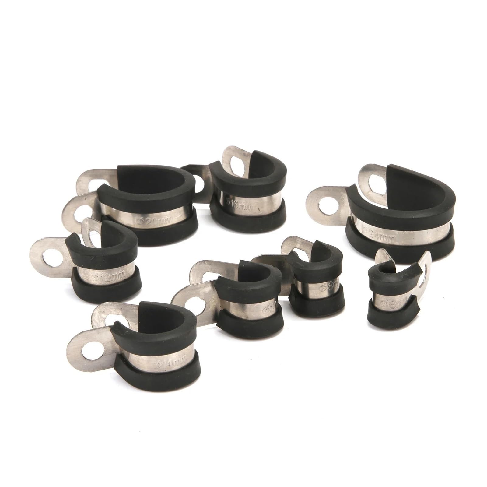 Abrazadera de Manguera sillín Clips P Forrados Goma Acero Inoxidable 304 for Montaje y Cable tubería Paquete 10 6-24 mm(20mm)