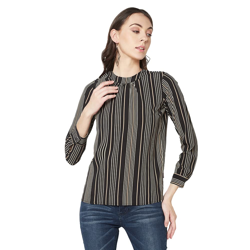 crimsoune club Crimsoun Club Women Black Striped Top-picture-16