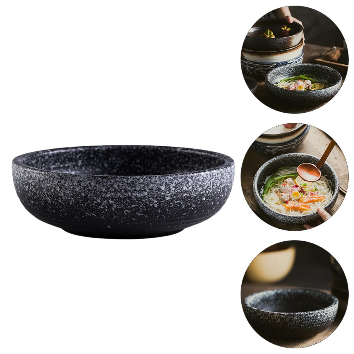 Japanische Keramik Schüssel 75 Zoll Salat Obst und Nudelschale für Haushaltssuppen Vielseitige Dickwandige Geschirrschale für Küche und Esszimmer