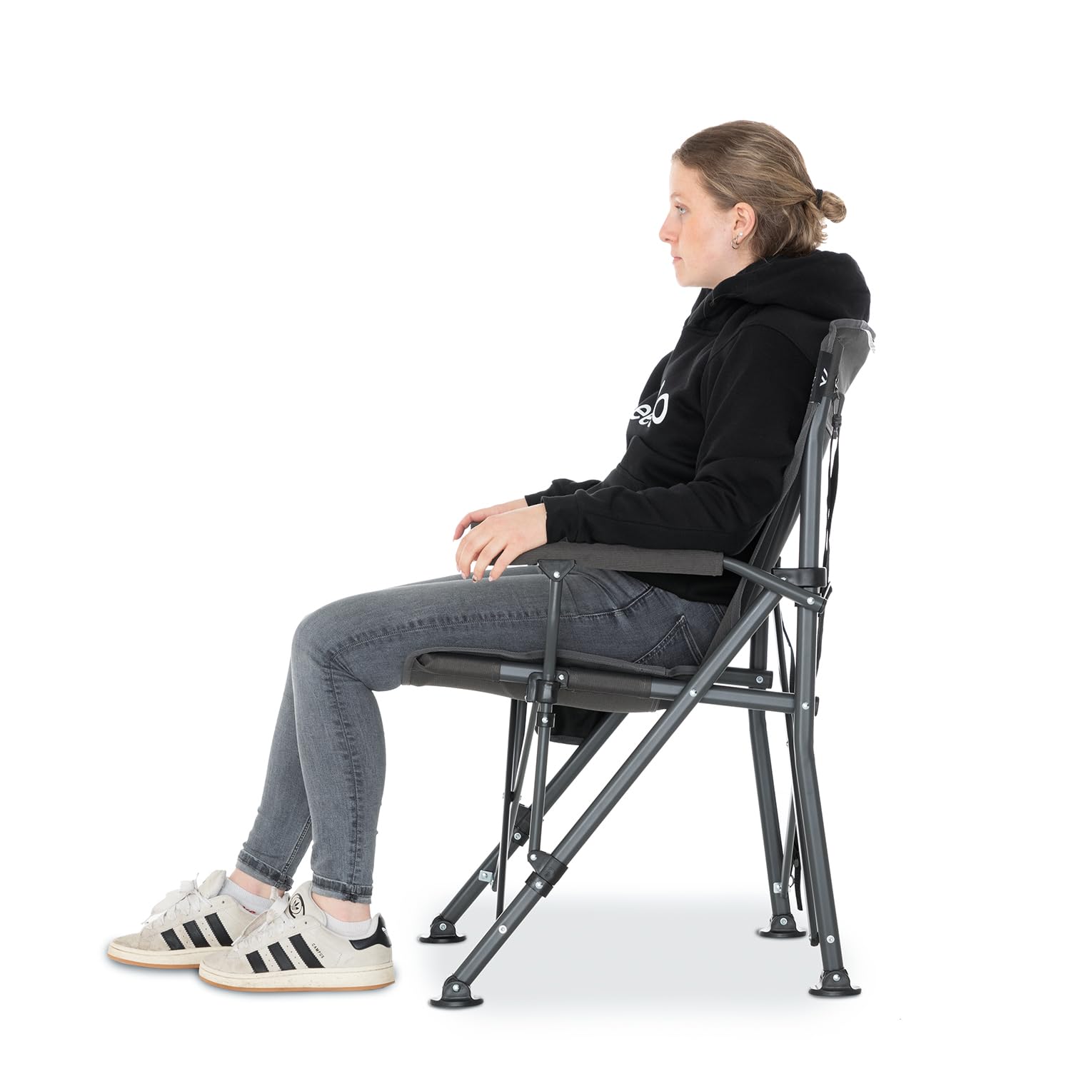 qeedo Johnny XL Campingstuhl 150 kg stabil – kompakter Camping Klappstuhl ideal für Camping, Garten, Festival & Angeln – Campingstuhl faltbar mit gepolsterter Rückenlehne & Getränkehalter