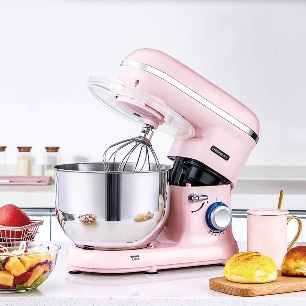 Mixer da Tavolo, Ciotola in Acciaio Inossidabile da 5,5 L, Robot da Cucina elettrici a 6 velocità da 800 W, Robot da Cucina con Gancio per impastare, Oro