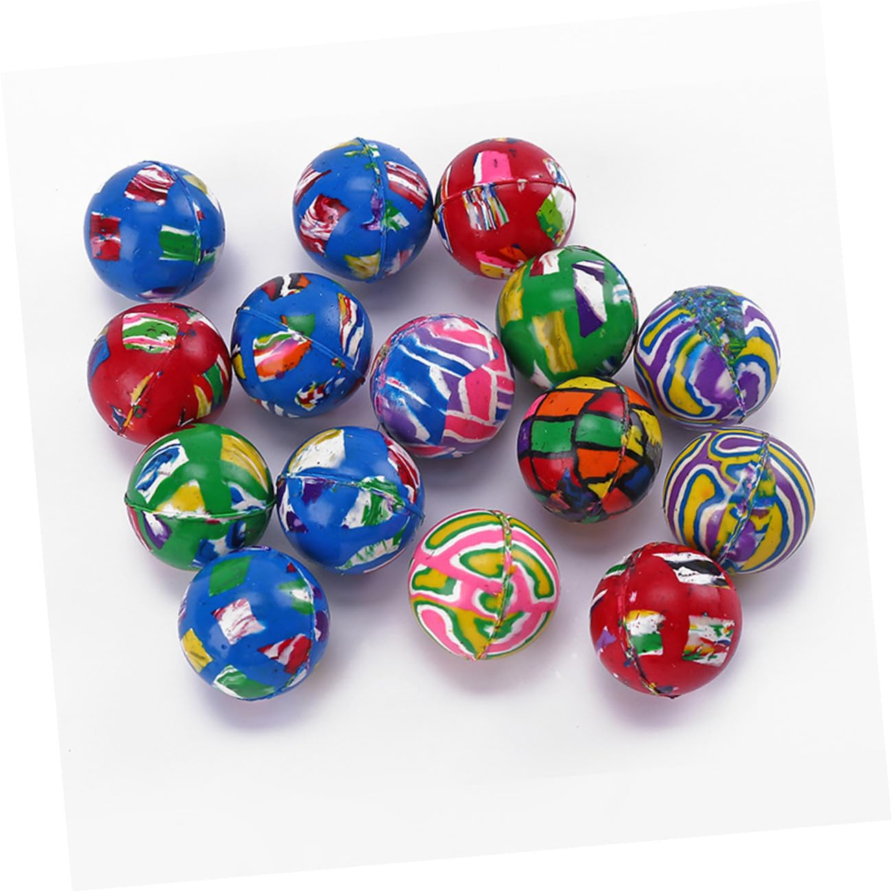 100 Pezzi Palline di Gomma Elastiche per Bambini, Palline da Gioco Morbide Forte Rimbalzo per Bambini Che Giocano e Feste di Compleanno Stili Multipli