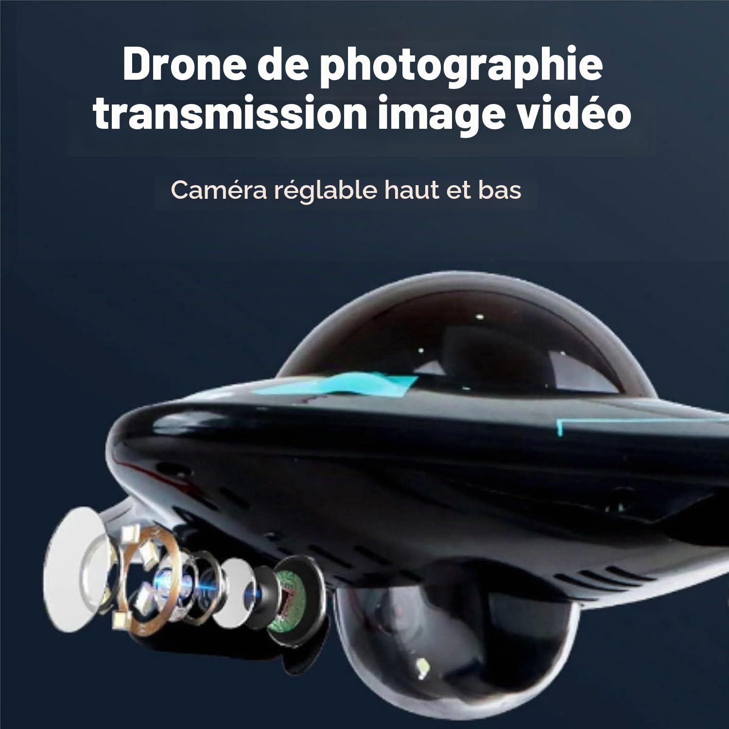 Drone de surface piloté par application pour explorer les plans d'eau, Drone sous-marin radiocommandé avec caméra hd et lumières led, Mini sous-marin rc 6 canaux 2.4g sans fil pour étangs et lacs