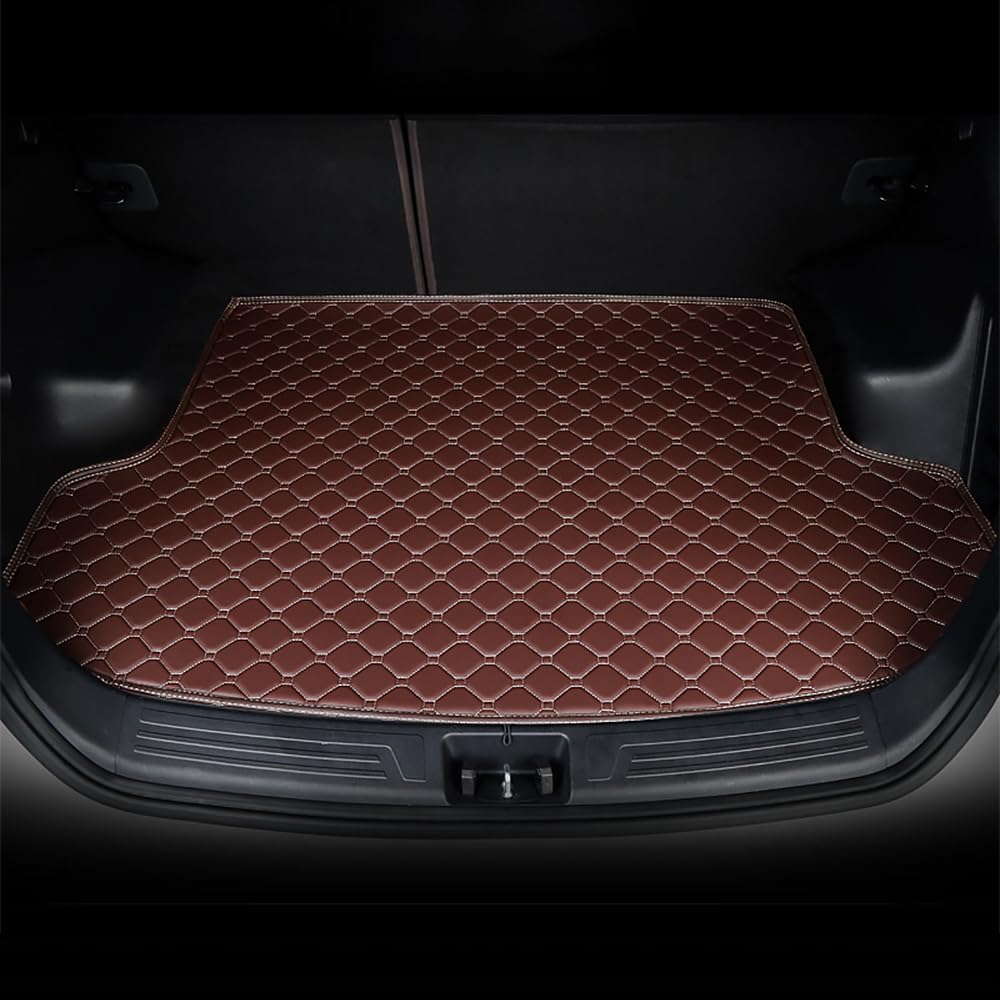 Car Boot Liner Mats for Volkswagen VW Touareg 2019 2020 2021 2022 2023 2024 Leather Rear Trunk Mat Protector Anti-Slip Cargo Tray Liners Carpets Interior Waterproof,Brown-Low Edge, LowEdge