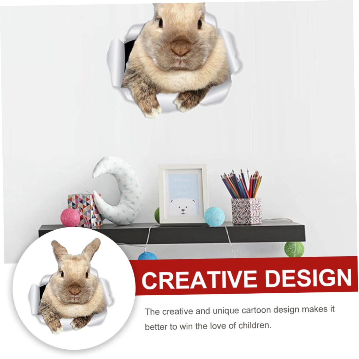TOYANDONA 3hojas Pegatina De Pared De Conejo Adorable Decoración Infantil Autoadhesiva Para Habitaciones Fácil De Usar y Reutilizable Accesorios De Casa Para Estilo Refrescante y