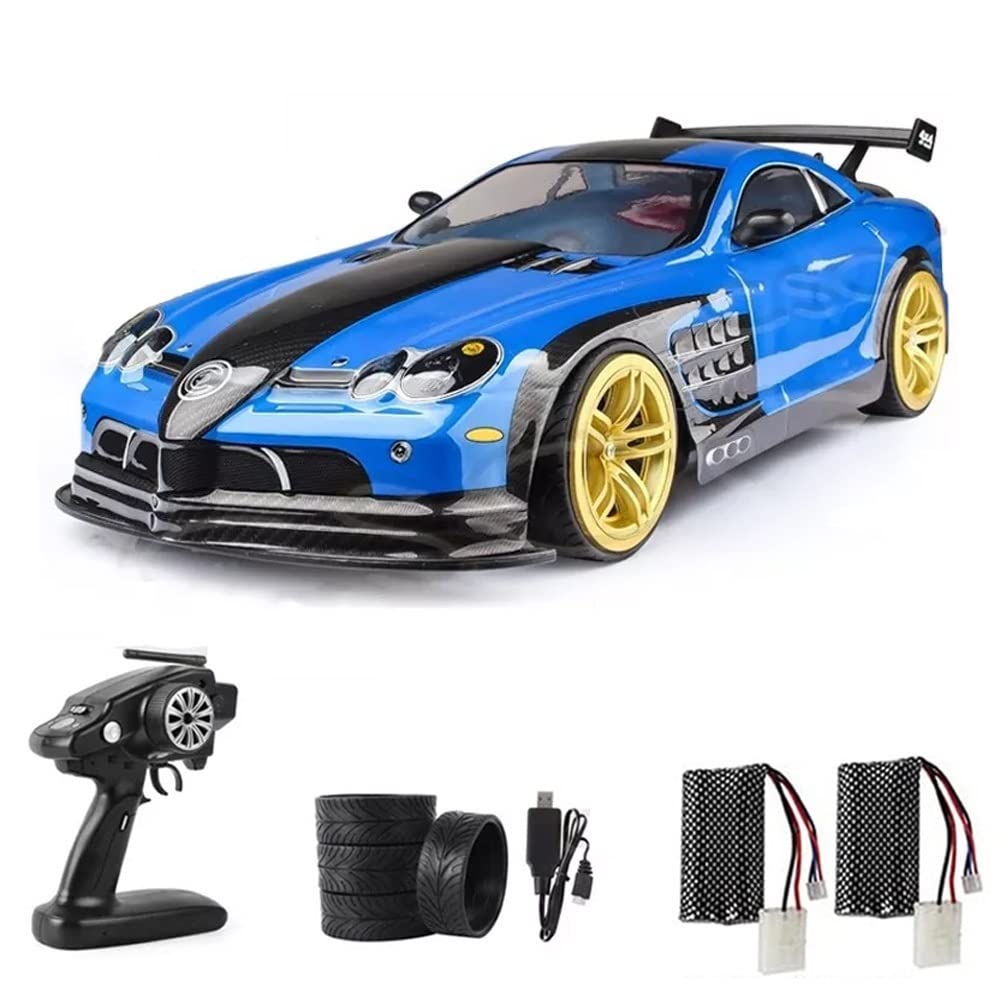 WOLWES Auto telecomandata in scala 1/10, auto da corsa telecomandata ad alta velocità da 70 km/h, grande camion RC alla deriva, macchinina elettrica 2.4G, veicolo RC a quattro ruote motrici e 2 batter