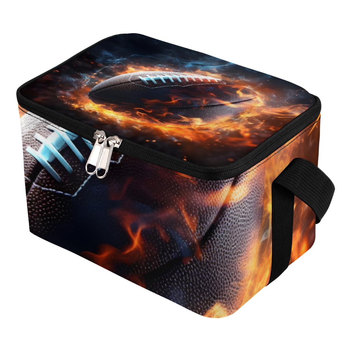 Lunch Bags for Women Men 9 Cans,Fire American Football Hot & Cold Food Delivery Bag Insulated Grocery Bag Insulated Lunch Box Cooler Bag for Office Work Picnic Beach